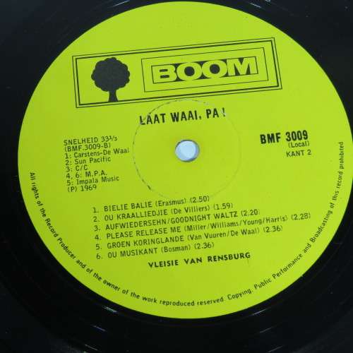 Laat waai pa - Vleisie van Rensburg LP vinyl record - Boom records