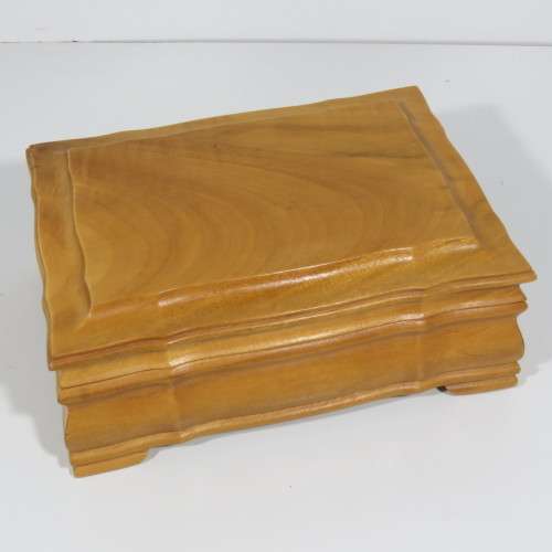Hand carved wooden trinket box