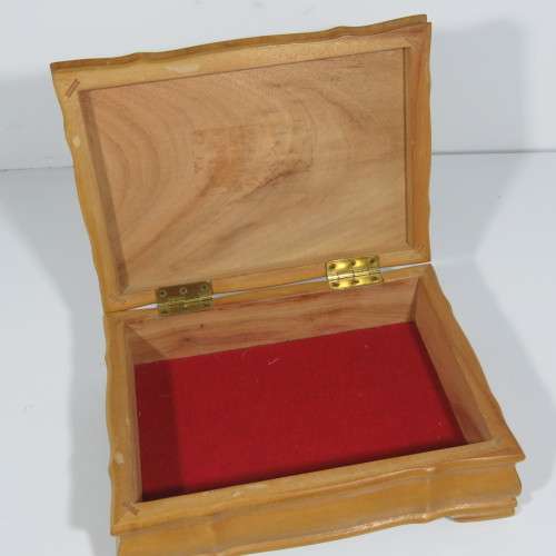 Hand carved wooden trinket box