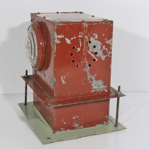 Vintage Railway Lamp with wall mount - Red glass slides and original burner - Size 32 x 29 cm