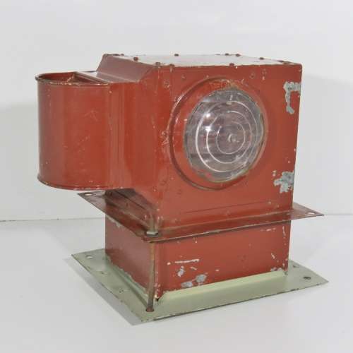 Vintage Railway Lamp with wall mount - Red glass slides and original burner - Size 32 x 29 cm
