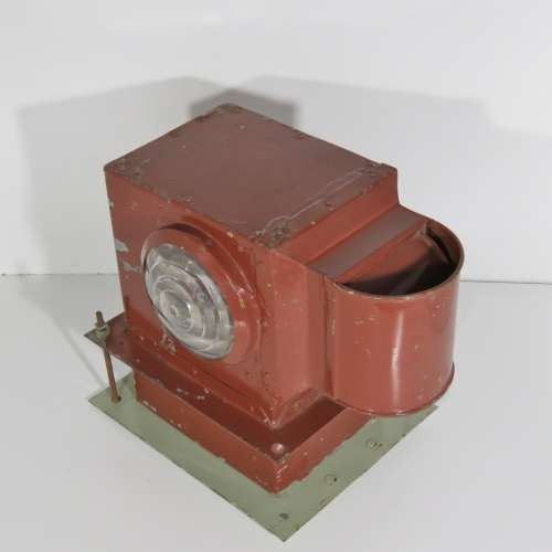 Vintage Railway Lamp with wall mount - Red glass slides and original burner - Size 32 x 29 cm