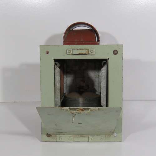 Vintage Railway Lamp with wall mount - Red glass slides and original burner - Size 32 x 29 cm