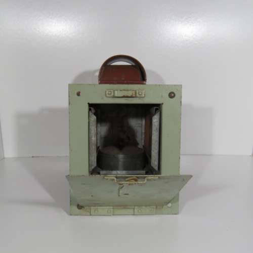 Vintage Railway Lamp with wall mount - Red glass slides and original burner - Size 32 x 29 cm