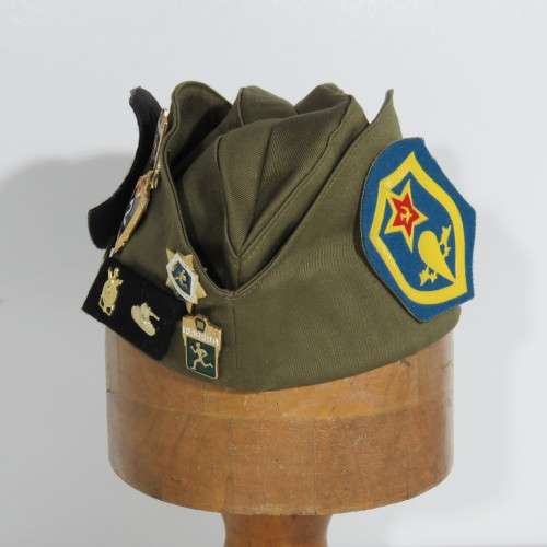 Russian Pilotka cap with over 20 badges - Size 57 cm