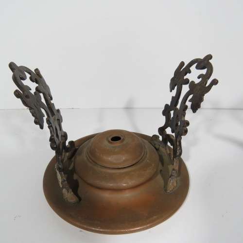 Antique copper tea pot on stand with burner - Some dents