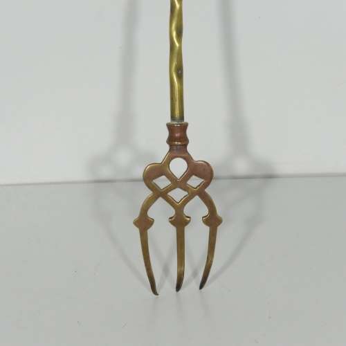 Vintage brass fire tool fork