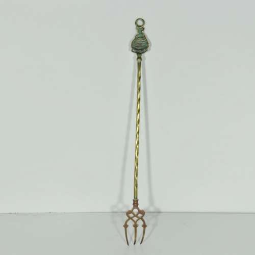 Vintage brass fire tool fork