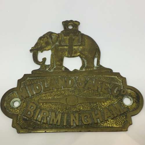 Midland Safe Company Birmingham brass plaque