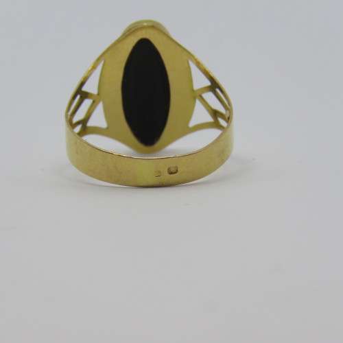 Portuguese gold onyx ring with 800 Portuguese mark - Weighs 3.0g - Size: R