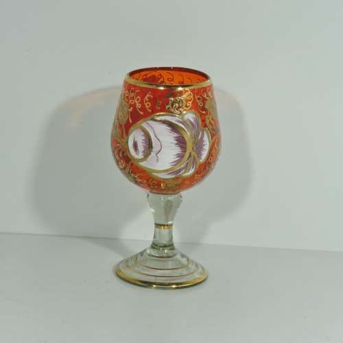 Vintage handmade glass with gold paint