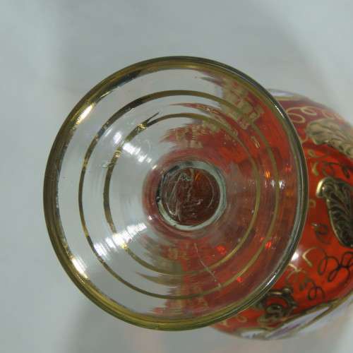 Vintage handmade glass with gold paint
