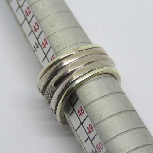 18kt White gold diamond ring with 9kt white gold bands Size H -0.28ct Diamond and 134 small diamonds