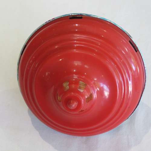 Vintage tinplate and plastic spin top - Made in Western Germany