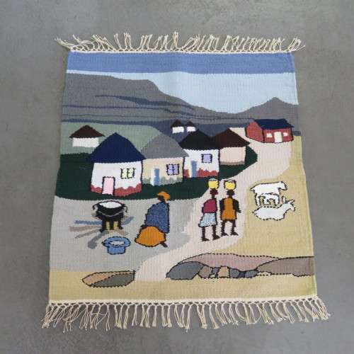 Hand woven carpet - Farm theme - 76cm x 80cm