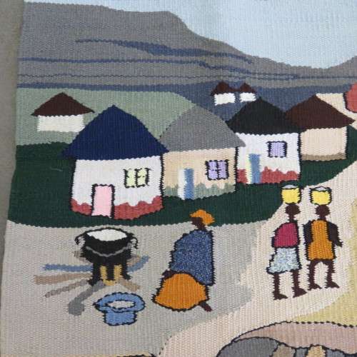 Hand woven carpet - Farm theme - 76cm x 80cm