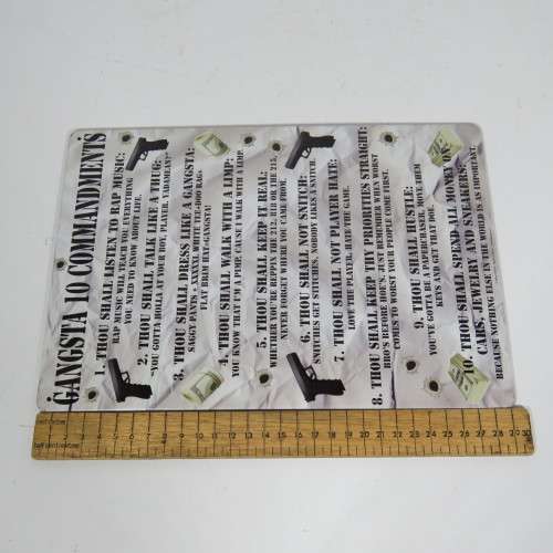 Gangsta 10 Commandments metal plate