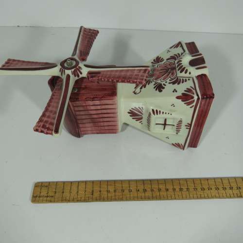 Vintage red delft musical windmill