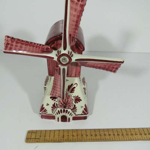 Vintage red delft musical windmill