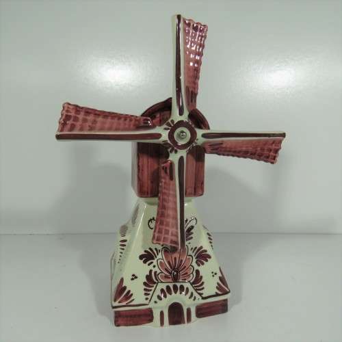 Vintage red delft musical windmill