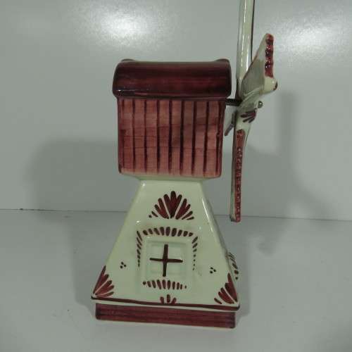 Vintage red delft musical windmill
