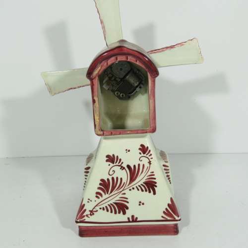 Vintage red delft musical windmill