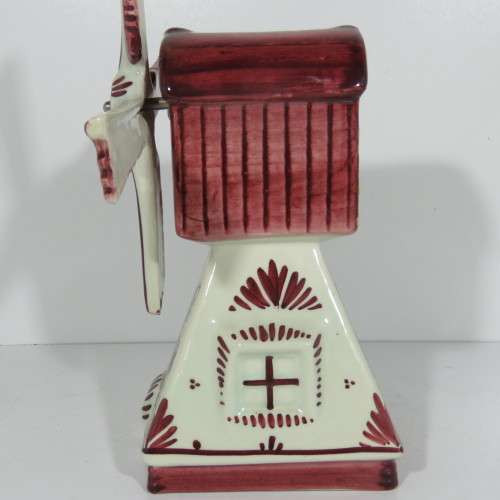 Vintage red delft musical windmill