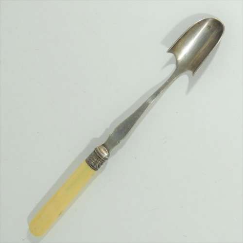 Vintage silverplated stilton cheese spoon with bone handle