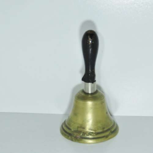 OLD school bell with multiple repairs - Length 23 cm