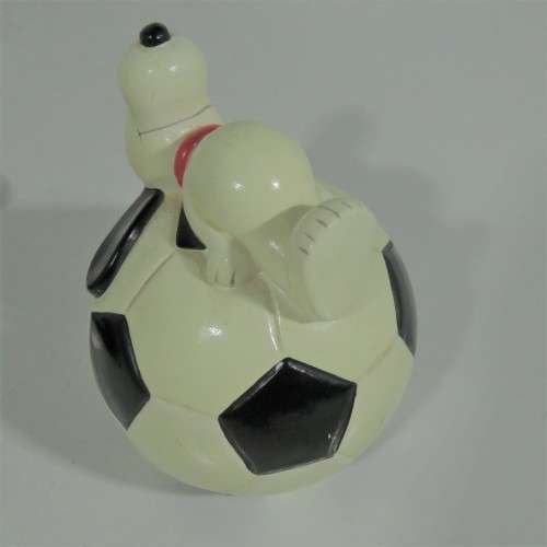 Vintage Snoopy on soccer ball money box - No lid at bottom