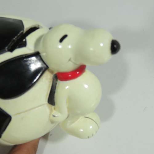 Vintage Snoopy on soccer ball money box - No lid at bottom