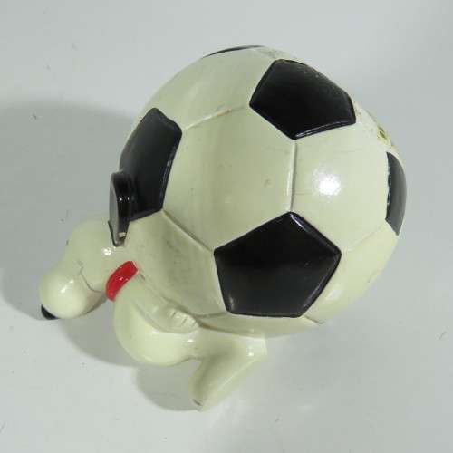Vintage Snoopy on soccer ball money box - No lid at bottom