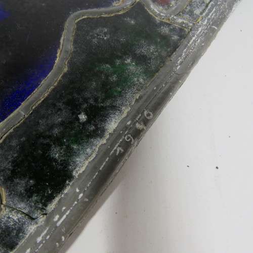 Vintage hand painted lead glass window hanging