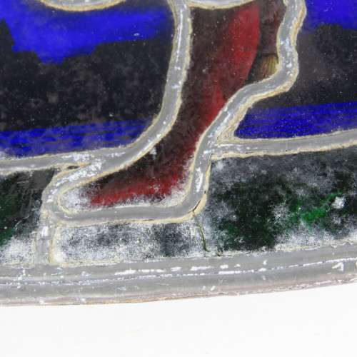 Vintage hand painted lead glass window hanging