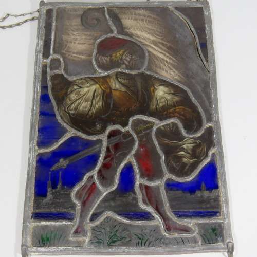 Vintage hand painted lead glass window hanging