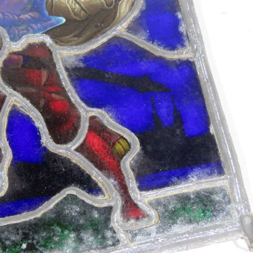 Vintage hand painted lead glass window hanging