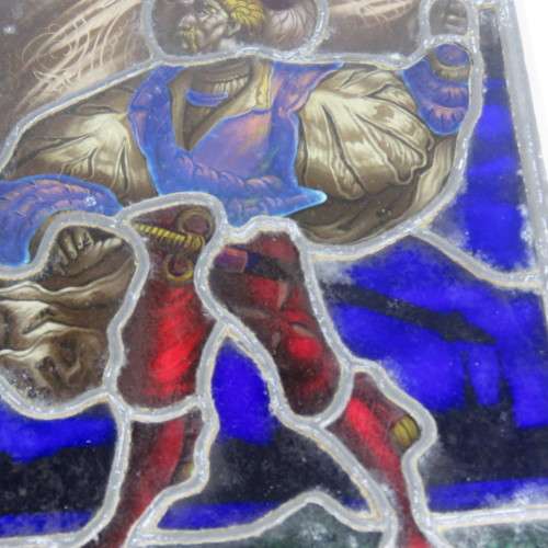 Vintage hand painted lead glass window hanging
