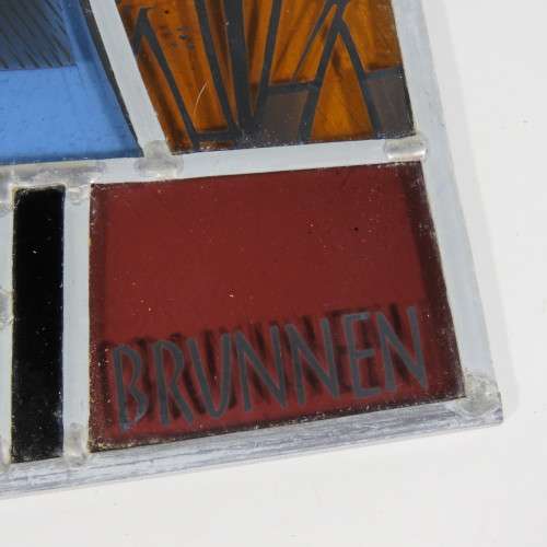 Bundes Brief Schiessen 1977 Brunnen stained glass window hanging