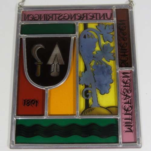 Mittefasten Schiessen Unterengstringen 1981 stained glass window hanging