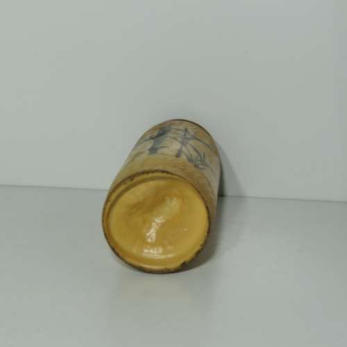 Handpainted flower vase made of bamboo - Length 21 cm