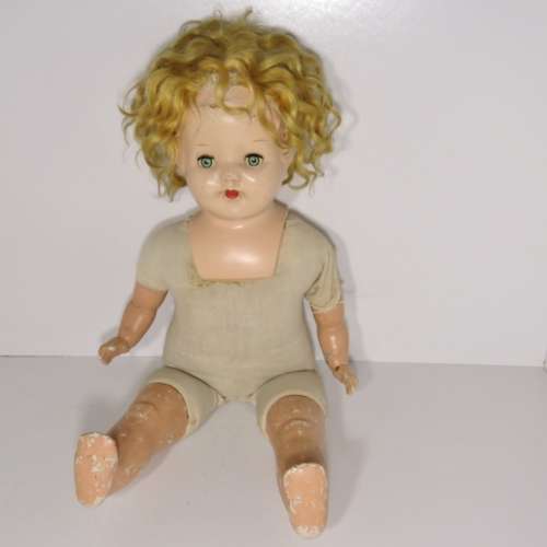 Antique doll with soft body and composition head and limbs - Well used - Length 60 cm