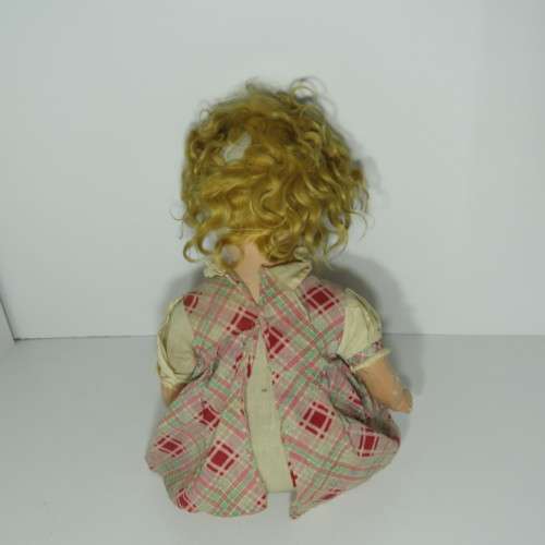 Antique doll with soft body and composition head and limbs - Well used - Length 60 cm
