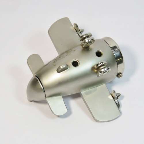 Aeroplane shaped metal desk clock - Needs battery