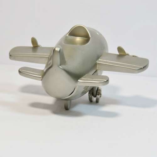 Aeroplane shaped metal desk clock - Needs battery