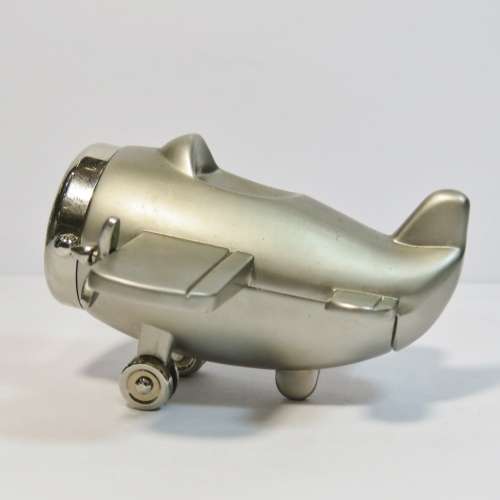 Aeroplane shaped metal desk clock - Needs battery