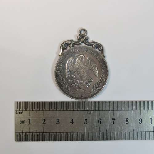 1894 Mexico 8 Real F2 made into pendant - 90% silver