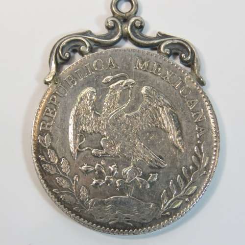 1894 Mexico 8 Real F2 made into pendant - 90% silver