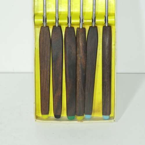 Lot of 12 vintage stainless steel fondue forks in original packaging