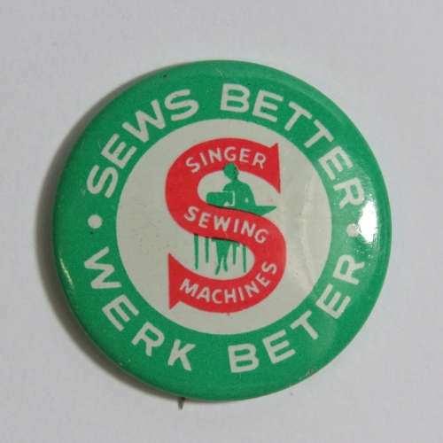 Vintage Singer Sews Better / werk beter tinnie badge