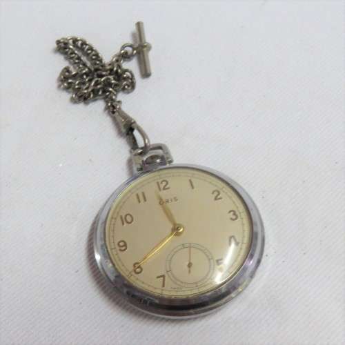 Vintage Oris pocketwatch with fob chain - Runs and stops